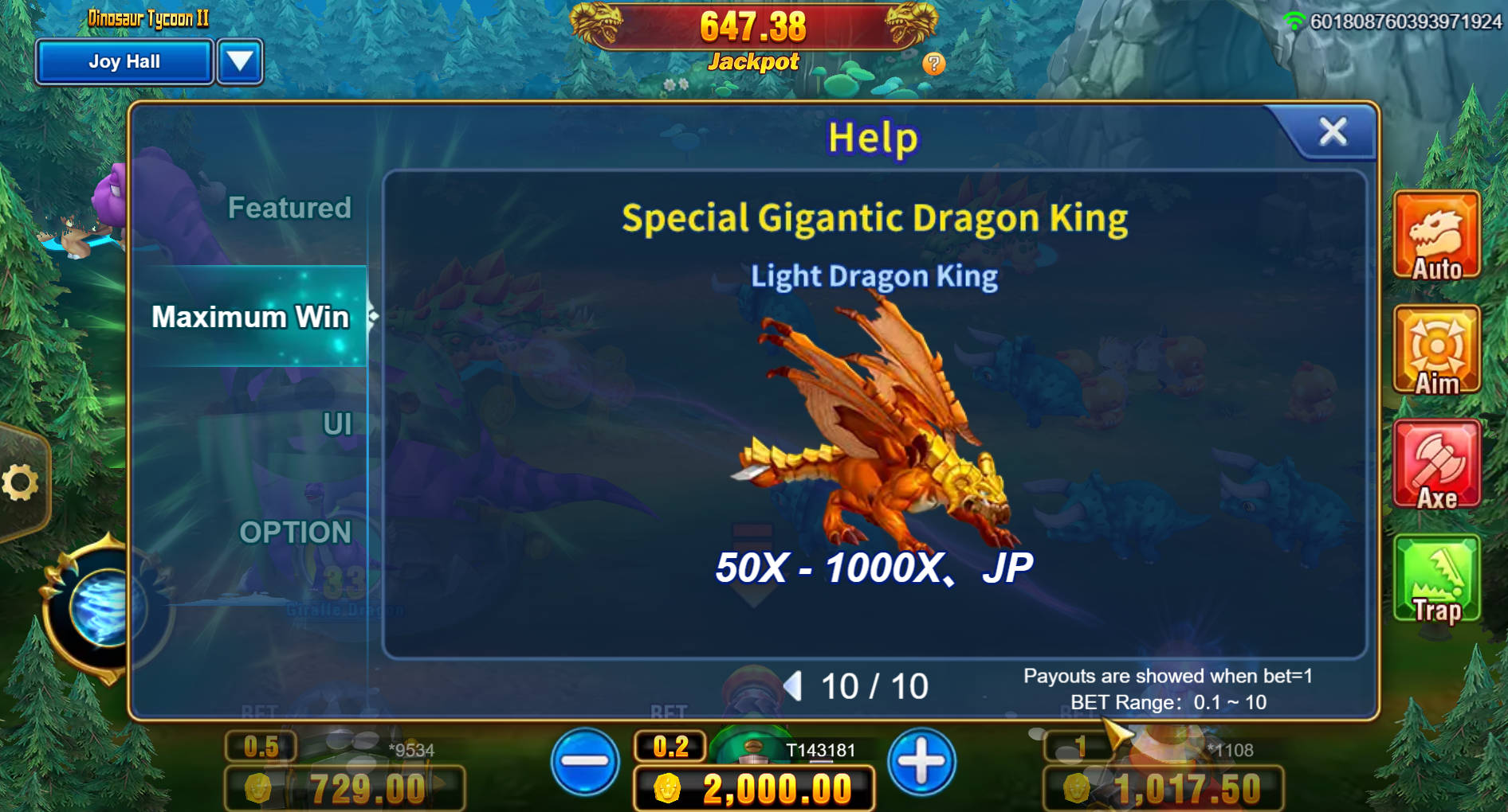 Dinosaur Tycoon 2 Fishing - Paytable - 96m1