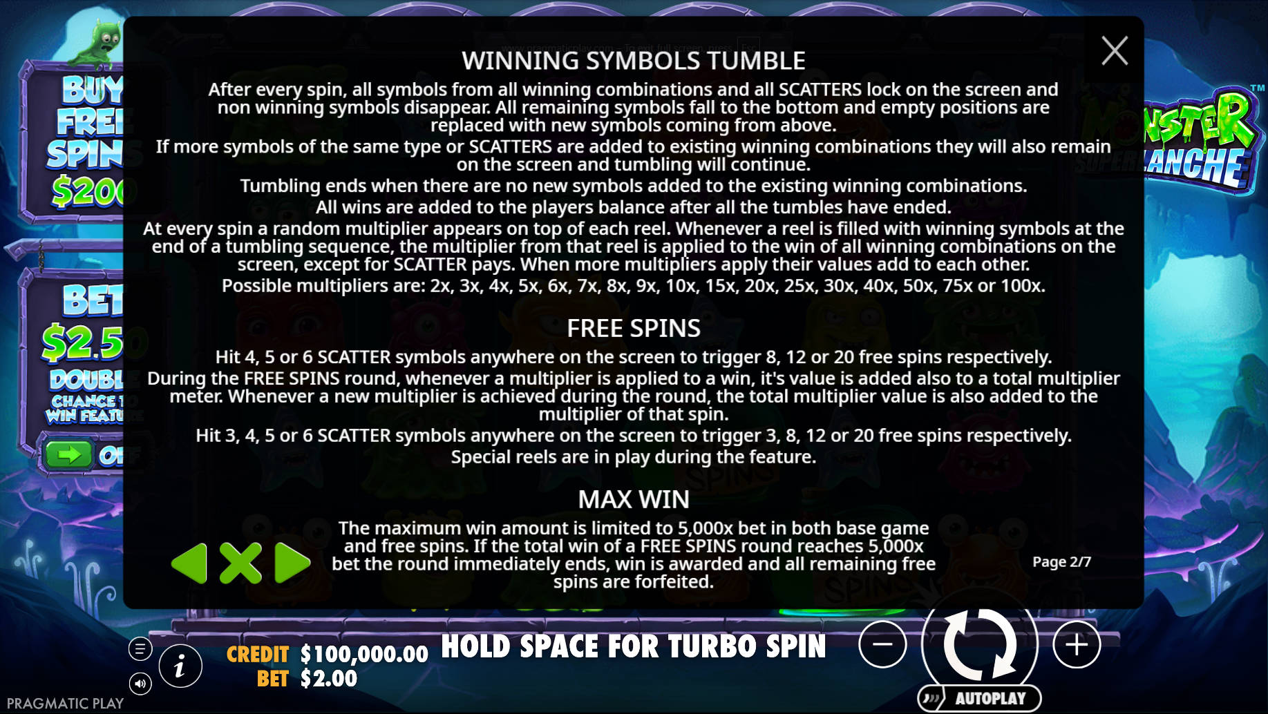 Monster Superlanche Slot - Free Spins - 96m1